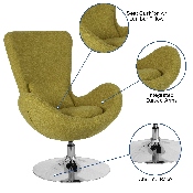 Egg Series Green Fabric Side Reception Chair, CH-162430-GN-FAB-GG