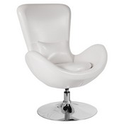 Egg Series White LeatherSoft Side Reception Chair, CH-162430-WH-LEA-GG