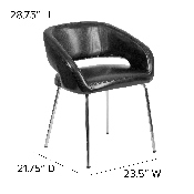 Fusion Series Contemporary Black LeatherSoft Side Reception Chair, CH-162731-BK-GG
