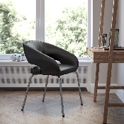 Fusion Series Contemporary Black LeatherSoft Side Reception Chair, CH-162731-BK-GG