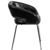Fusion Series Contemporary Black LeatherSoft Side Reception Chair, CH-162731-BK-GG