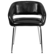 Fusion Series Contemporary Black LeatherSoft Side Reception Chair, CH-162731-BK-GG