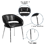Fusion Series Contemporary Black LeatherSoft Side Reception Chair, CH-162731-BK-GG