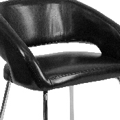 Fusion Series Contemporary Black LeatherSoft Side Reception Chair, CH-162731-BK-GG