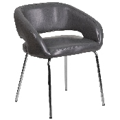 Fusion Series Contemporary Gray LeatherSoft Side Reception Chair, CH-162731-GY-GG
