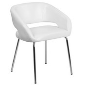 Fusion Series Contemporary White LeatherSoft Side Reception Chair, CH-162731-WH-GG