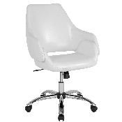 Madrid Home and Office Upholstered Mid-Back Chair in White LeatherSoft, CH-177280-WH-GG