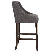 Carmel Series 30" High Transitional Walnut Barstool with Accent Nail Trim in Dark Gray Fabric, CH-182020-30-DKGY-F-GG