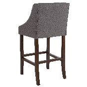 Carmel Series 30" High Transitional Walnut Barstool with Accent Nail Trim in Dark Gray Fabric, CH-182020-30-DKGY-F-GG