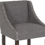 Carmel Series 30" High Transitional Walnut Barstool with Accent Nail Trim in Dark Gray Fabric, CH-182020-30-DKGY-F-GG