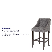 Carmel Series 30" High Transitional Tufted Walnut Barstool with Accent Nail Trim in Dark Gray Fabric, CH-182020-T-30-DKGY-F-GG