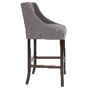 Carmel Series 30" High Transitional Tufted Walnut Barstool with Accent Nail Trim in Dark Gray Fabric, CH-182020-T-30-DKGY-F-GG