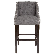 Carmel Series 30" High Transitional Tufted Walnut Barstool with Accent Nail Trim in Dark Gray Fabric, CH-182020-T-30-DKGY-F-GG