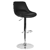 Contemporary Black Vinyl Adjustable Height Barstool with Chrome Base, CH-182050X000-BK-V-GG