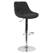 Contemporary Black Fabric Adjustable Height Barstool with Chrome Base, CH-182050X000-BKFAB-GG