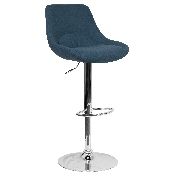 Contemporary Blue Fabric Adjustable Height Barstool with Chrome Base, CH-182050X000-BLFAB-GG