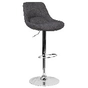 Contemporary Dark Gray Fabric Adjustable Height Barstool with Chrome Base, CH-182050X000-DKGYFAB-GG