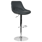 Contemporary Gray Vinyl Adjustable Height Barstool with Chrome Base, CH-182050X000-GY-V-GG