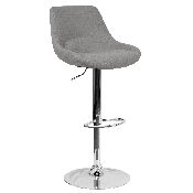 Contemporary Gray Fabric Adjustable Height Barstool with Chrome Base, CH-182050X000-GYFAB-GG