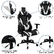 X20 Gaming Chair Racing Office Ergonomic Computer PC Adjustable Swivel Chair with Fully Reclining Back in Black LeatherSoft, CH-187230-1-BK-GG