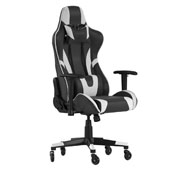 X20 Gaming Chair Racing Office Computer PC Adjustable Chair with Reclining Back and Transparent Roller Wheels in Black LeatherSoft, CH-187230-1-BK-RLB-GG