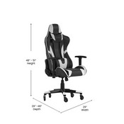 X20 Gaming Chair Racing Office Computer PC Adjustable Chair with Reclining Back and Transparent Roller Wheels in Black LeatherSoft, CH-187230-1-BK-RLB-GG