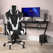 X20 Gaming Chair Racing Office Computer PC Adjustable Chair with Reclining Back and Transparent Roller Wheels in Black LeatherSoft, CH-187230-1-BK-RLB-GG