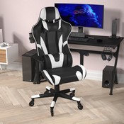 X20 Gaming Chair Racing Office Computer PC Adjustable Chair with Reclining Back and Transparent Roller Wheels in Black LeatherSoft, CH-187230-1-BK-RLB-GG