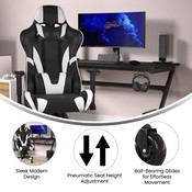 X20 Gaming Chair Racing Office Computer PC Adjustable Chair with Reclining Back and Transparent Roller Wheels in Black LeatherSoft, CH-187230-1-BK-RLB-GG