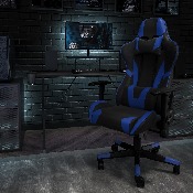 X20 Gaming Chair Racing Office Ergonomic Computer PC Adjustable Swivel Chair with Reclining Back in Blue LeatherSoft, CH-187230-1-BL-GG