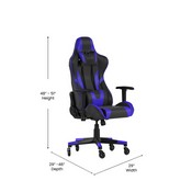 X20 Gaming Chair Racing Office Computer PC Adjustable Chair with Reclining Back and Transparent Roller Wheels in Blue LeatherSoft, CH-187230-1-BL-RLB-GG