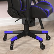 X20 Gaming Chair Racing Office Computer PC Adjustable Chair with Reclining Back and Transparent Roller Wheels in Blue LeatherSoft, CH-187230-1-BL-RLB-GG