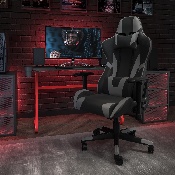 X20 Gaming Chair Racing Office Ergonomic Computer PC Adjustable Swivel Chair with Reclining Back in Gray LeatherSoft, CH-187230-1-GY-GG