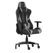 X20 Gaming Chair Racing Office Computer PC Adjustable Chair with Reclining Back and Transparent Roller Wheels in Gray LeatherSoft, CH-187230-1-GY-RLB-GG
