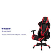 X20 Gaming Chair Racing Office Ergonomic Computer PC Adjustable Swivel Chair with Fully Reclining Back in Red LeatherSoft, CH-187230-1-Red-GG