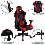 X20 Gaming Chair Racing Office Ergonomic Computer PC Adjustable Swivel Chair with Fully Reclining Back in Red LeatherSoft, CH-187230-1-Red-GG