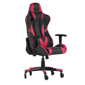 X20 Gaming Chair Racing Office Computer PC Adjustable Chair with Reclining Back and Transparent Roller Wheels in Red LeatherSoft, CH-187230-1-Red-RLB-GG