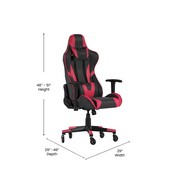 X20 Gaming Chair Racing Office Computer PC Adjustable Chair with Reclining Back and Transparent Roller Wheels in Red LeatherSoft, CH-187230-1-Red-RLB-GG