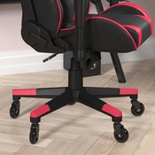 X20 Gaming Chair Racing Office Computer PC Adjustable Chair with Reclining Back and Transparent Roller Wheels in Red LeatherSoft, CH-187230-1-Red-RLB-GG