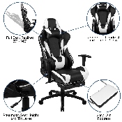 X30 Gaming Chair Racing Office Ergonomic Computer Chair with Fully Reclining Back and Slide-Out Footrest in Black LeatherSoft, CH-187230-BK-GG