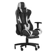 X30 Gaming Chair Racing Computer Chair with Reclining Back, Slide-Out Footrest, and Transparent Roller Wheels in Black LeatherSoft, CH-187230-BK-RLB-GG