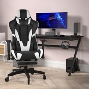 X30 Gaming Chair Racing Computer Chair with Reclining Back, Slide-Out Footrest, and Transparent Roller Wheels in Black LeatherSoft, CH-187230-BK-RLB-GG
