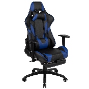 X30 Gaming Chair Racing Office Ergonomic Computer Chair with Reclining Back and Slide-Out Footrest in Blue LeatherSoft, CH-187230-BL-GG