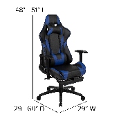 X30 Gaming Chair Racing Office Ergonomic Computer Chair with Reclining Back and Slide-Out Footrest in Blue LeatherSoft, CH-187230-BL-GG