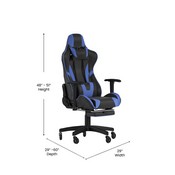 X30 Gaming Chair Racing Computer Chair with Reclining Back, Slide-Out Footrest, and Transparent Roller Wheels in Blue LeatherSoft, CH-187230-BL-RLB-GG