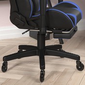 X30 Gaming Chair Racing Computer Chair with Reclining Back, Slide-Out Footrest, and Transparent Roller Wheels in Blue LeatherSoft, CH-187230-BL-RLB-GG