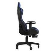 X30 Gaming Chair Racing Computer Chair with Reclining Back, Slide-Out Footrest, and Transparent Roller Wheels in Blue LeatherSoft, CH-187230-BL-RLB-GG