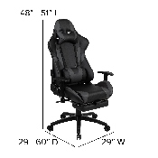 X30 Gaming Chair Racing Office Ergonomic Computer Chair with Reclining Back and Slide-Out Footrest in Gray LeatherSoft, CH-187230-GY-GG