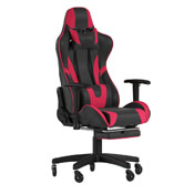X30 Gaming Chair Racing Computer Chair with Reclining Back, Slide-Out Footrest, and Transparent Roller Wheels in Red LeatherSoft, CH-187230-RED-RLB-GG