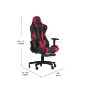 X30 Gaming Chair Racing Computer Chair with Reclining Back, Slide-Out Footrest, and Transparent Roller Wheels in Red LeatherSoft, CH-187230-RED-RLB-GG